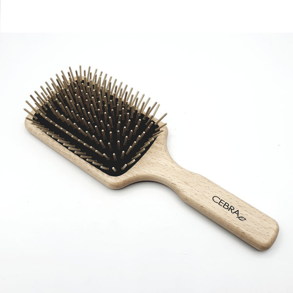 Wooden paddle hairbrush