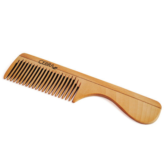 Wooden comb with handle