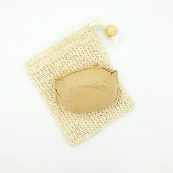 Sisal soap saver bag with African black soap